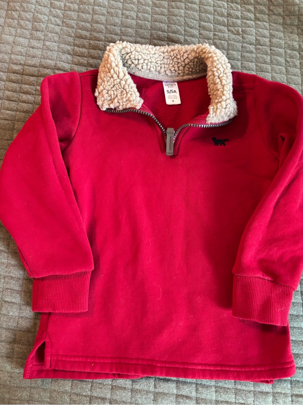 Carters Red Sherpa Collar Quarter-Zip Kids Pullover size 5